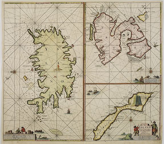VAN KEULEN, J., Paskaart van Ysland Spitsberge en Jan Mayen Eyland. . ., antique map, old maps