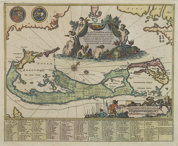 MONTANUS, A., Mappa Aestivarum Insularum alias Barmudas. . ., antique map, old maps