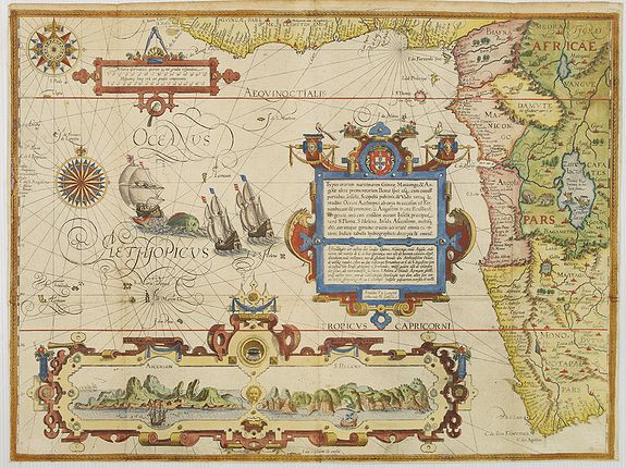 VAN LINSCHOTEN, J.H., Affbeeldinghe der custen des landts Guinea, Manicongo.., antique map, old maps
