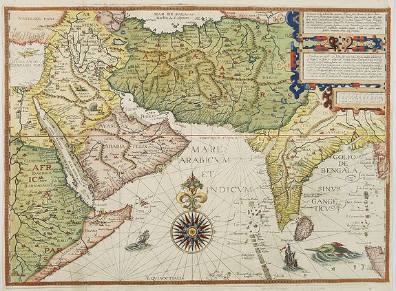 VAN LINSCHOTEN, J.H., Afbeeldinge der custen van Abex, der engte van Mecha.., antique map, old maps