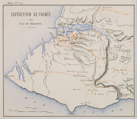 BUREAU, E., Expédition de Crimée. 1854 Plan de Sébastopol., antique map, old maps