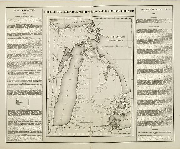 CARREY, H.C. / LEA, I., Geographical, statistical, and historical map of Michigan territory., antique map, old maps