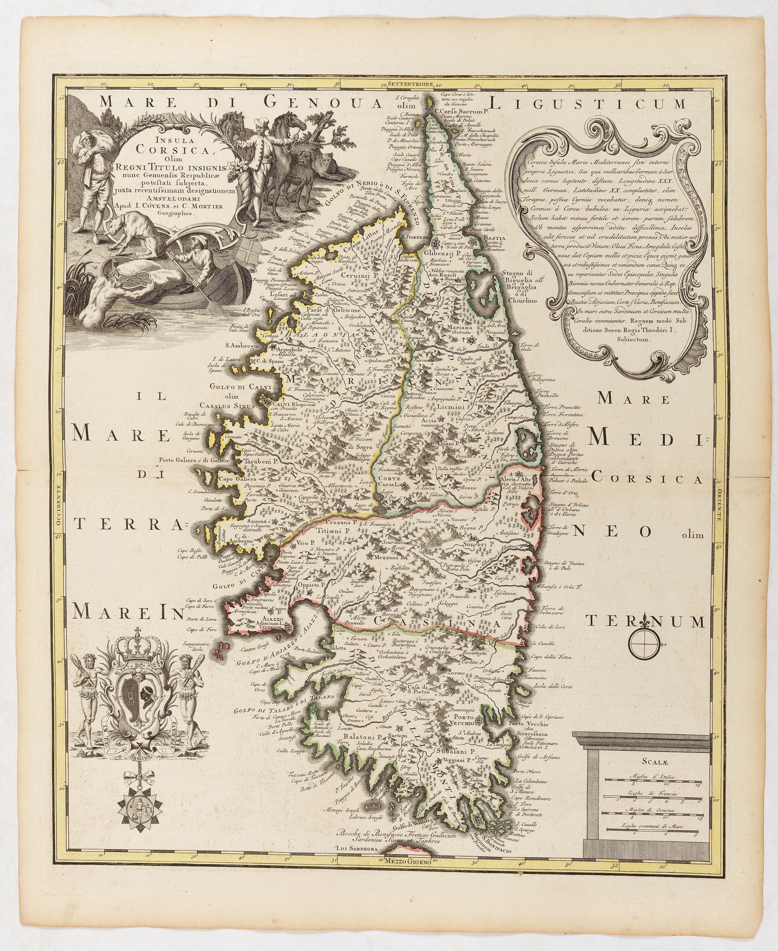 COVENS, J. / MORTIER, C., Insula Corsica, Olim Rehni Titulo Insignis . . . ., antique map, old maps