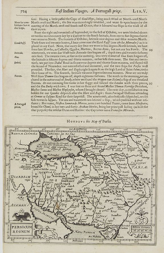 HONDIUS, J. / PURCHAS, S., Persicum Regnum., antique map, old maps