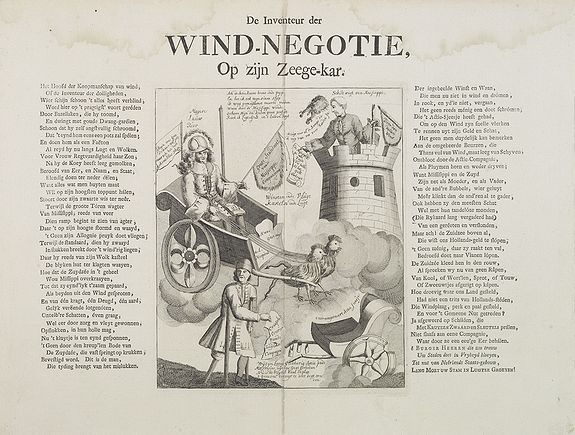 ANONYMOUS, De Inventeur der Wind - Negotie, Op zijn Zeege-kar., antique map, old maps