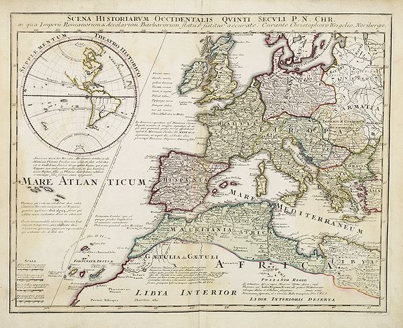 WEIGEL,C., Scena Historiarum Occidentalis Quinti Seculi P.N. CHR., antique map, old maps