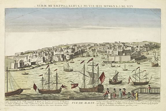 BASSET., Vue de Malte., antique map, old maps