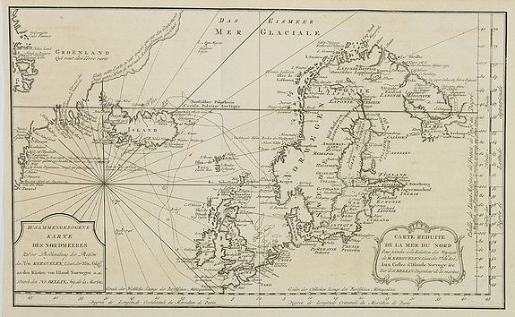 BELLIN, J.N. / ARKSTEE & MERKUS., Carte reduite de la Mer du Nord. . . / Zusammengezogene Karte des Nordmeeres. . ., antique map, old maps