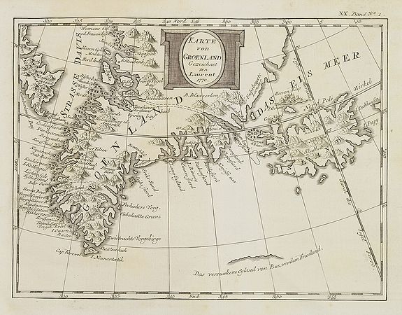 BELLIN, J.N. / ARKSTEE & MERKUS., Karte von Groenland gezeichnet von Laurent 1770 . . . XX. Band N°1., antique map, old maps