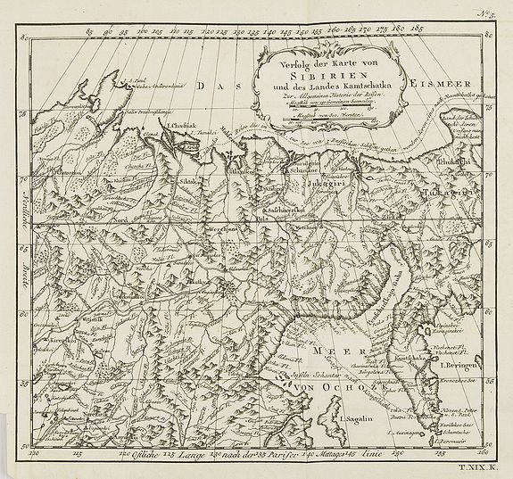 BELLIN, J.N. / ARKSTEE / MERKUS, Verfolg der Karte von Siberien und des Landes Kamtschatska. . . N°5., antique map, old maps