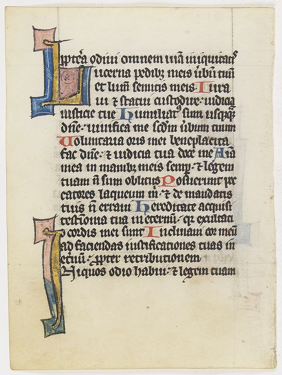 PSALTER, A leaf from 13th century psalter., antique map, old maps