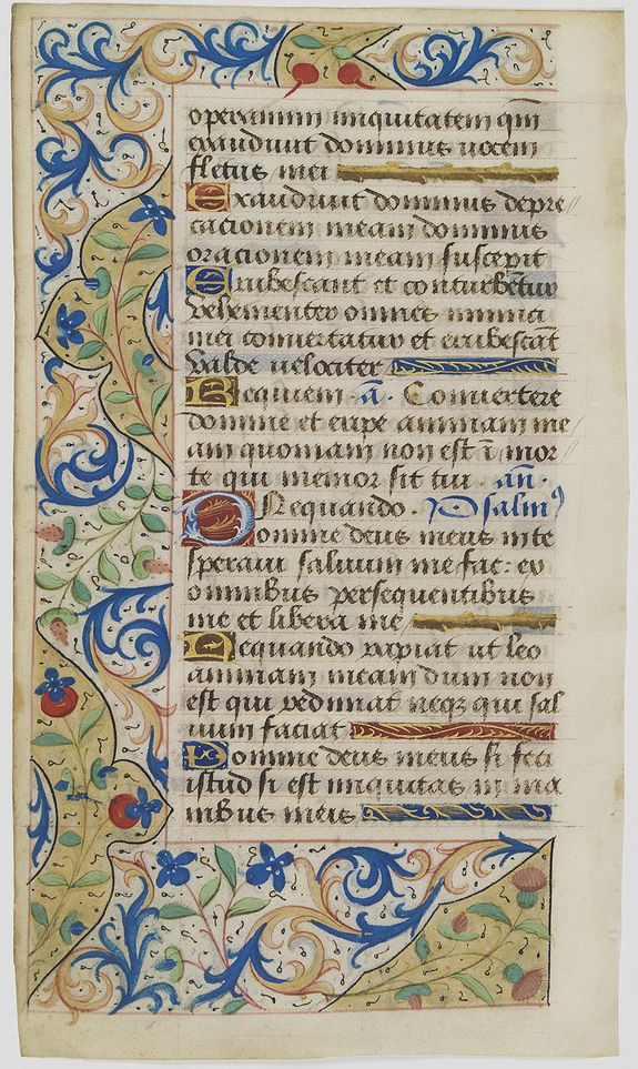 BOOK OF HOURS, A manuscript leaf on vellum from a Book of Hours., antique map, old maps