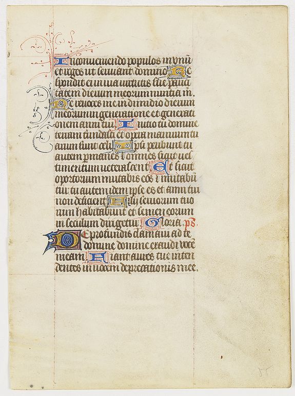 BOOK OF HOURS., A manuscript leaf from 15th century Book of hours., antique map, old maps
