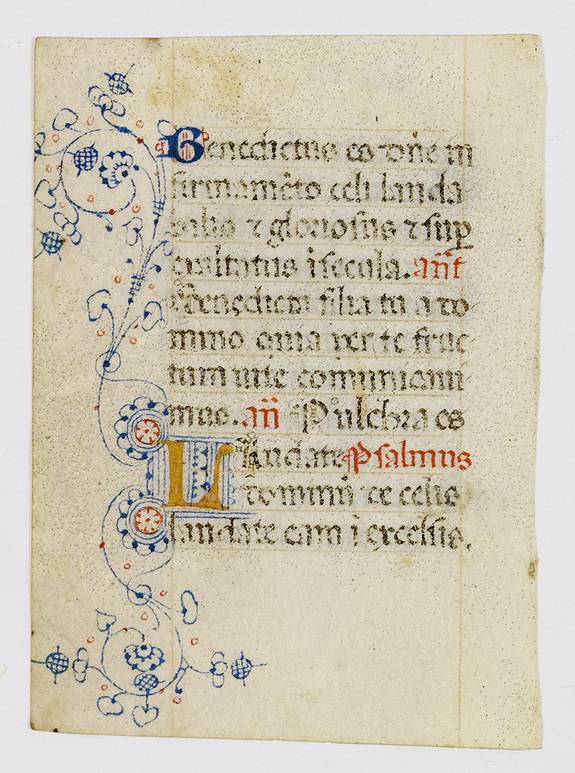 BOOK OF HOURS, A manuscript leaf from an Italian Book of Hours., antique map, old maps