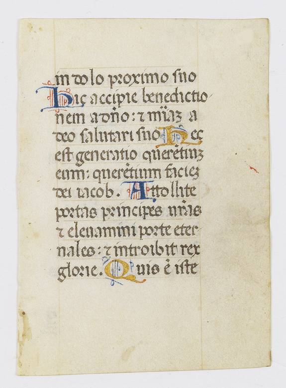 BOOK OF HOURS, A manuscript leaf from an Italian Book of Hours., antique map, old maps