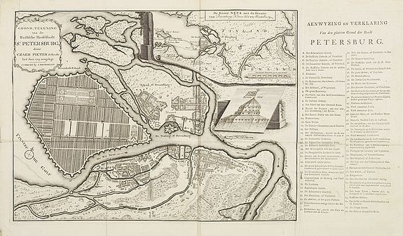 BROEDELET, J., Grond - Tekening van de Russische Hoofdstadt St. Petersburg door Czaer Pieter de Eerste in 't jaer 1703 aengelegt., antique map, old maps