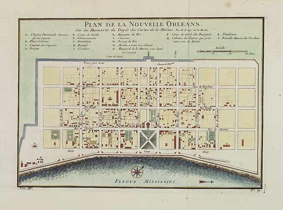 BELLIN, J.N., Plan de la Nouvelle Orleans. . ., antique map, old maps