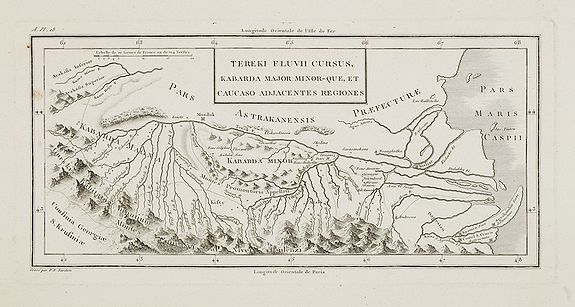 TARDIEU, P.F., Tereki Fluvii Cursus, Kabarda major minor-que, et caucaso adjacentes regiones., antique map, old maps