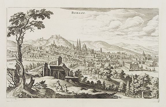 MERIAN, C., Burgos., antique map, old maps