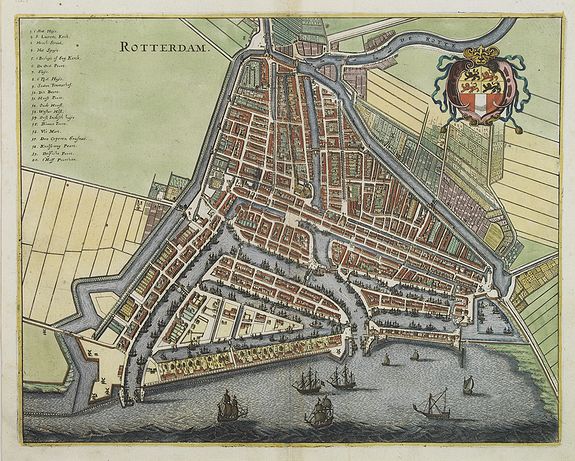 MERIAN, M., Rotterdam., antique map, old maps