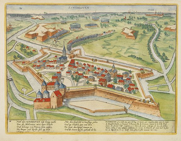 HOGENBERG, F., EYNDHOVEN - Nach dem Eindhoven mitt kriegs macht. . . ., antique map, old maps