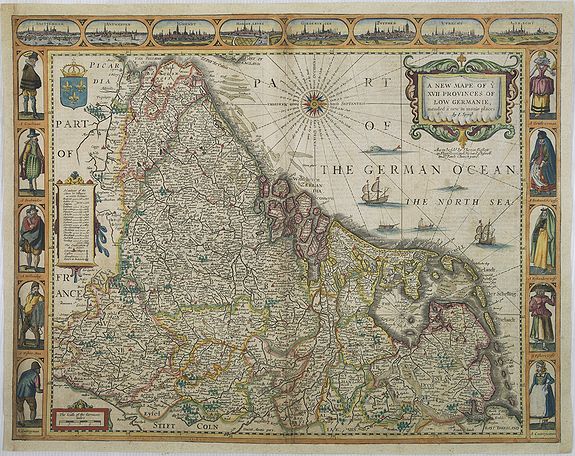 SPEED, J., A new mape of Ye XVII Provinces of Low Germanie., antique map, old maps