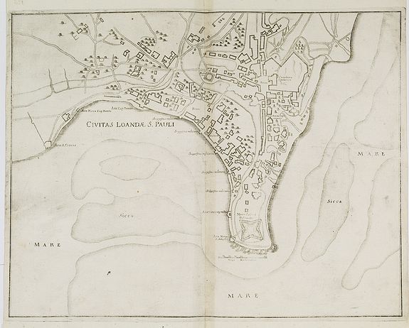 AVITY Pierre d' / MERIAN, M., Civitas Loandae S. Pauli., antique map, old maps
