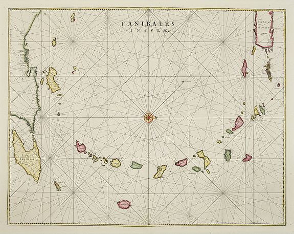BLAEU, J., Canibales Insulae., antique map, old maps