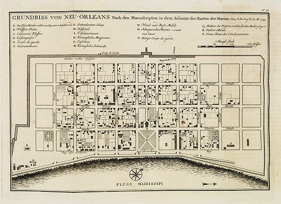 BELLIN, J.N. / ARKSTEE & MERKUS., Grundriss von Neu-Orleans. . . N°18., antique map, old maps