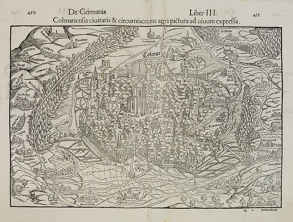 MÜNSTER, S., De Germania Colmariensis ciuitatis & circumiacentis agri pictura ad uiuum expressa., antique map, old maps