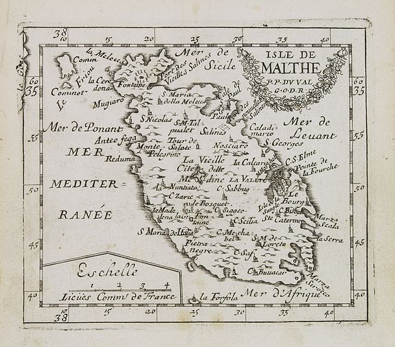 DU VAL, P., Isle de Malthe., antique map, old maps