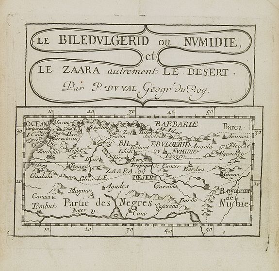 DU VAL,P., Le Biledulgerid ou Numidie et le Zaara autrement le Desert., antique map, old maps