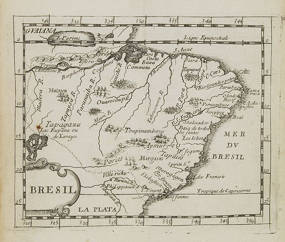 DU VAL, P., Bresil., antique map, old maps
