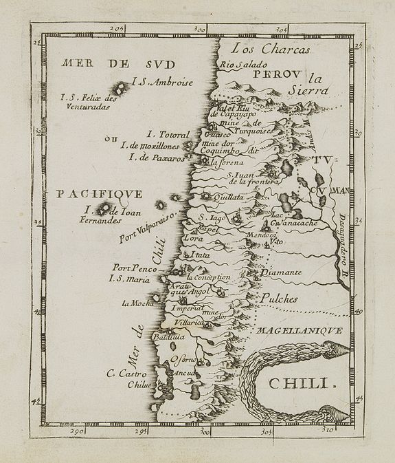 DU VAL, P., Chili., antique map, old maps