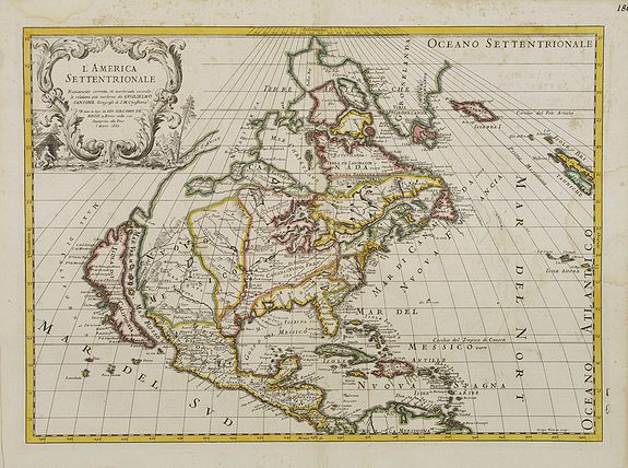 ROSSI, G.G., L'America Settentrionale. Nuovamente Corretta et Accresciuta Secondo le Relationi Piu Moderne da Guglielmo Sansone Geografo . . . 1687 (California as an island), antique map, old maps