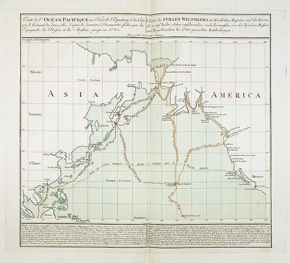 LOTTER, T.C., Carte de l'Océan Pacifique au Nord de l'Equateur... / Charte des Stillen Weltmeers. . ., antique map, old maps