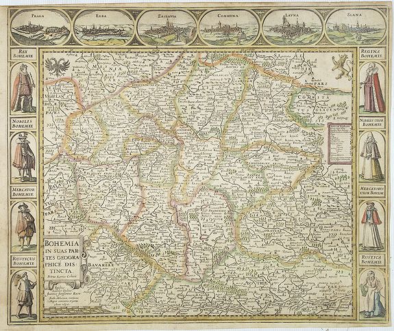 KAERIUS, P. / JANSSONIUS, J., Bohemia In Suas Partes Geographice Distincta., antique map, old maps