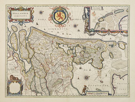 BLAEU, W., Hollandia Comitatus., antique map, old maps