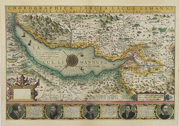 MERCATOR, G./ HONDIUS, J., Chorographica Tabula Lacus Lemanni Locorumque Circumiacentium Auctore Iac. G. Genevensi., antique map, old maps