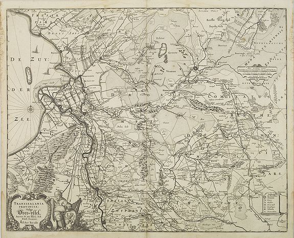 VISSCHER, C.J., Transisalania Provincia vulgo Over-Yssel. Auctor. N. ten-Have., antique map, old maps