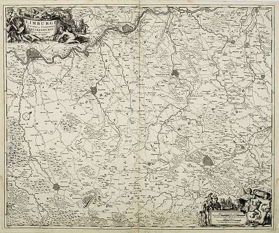 VISSCHER, N., Limburgi Ducatus et Comitatus Valckenburgi Nova Descriptio Per N. Visscher., antique map, old maps