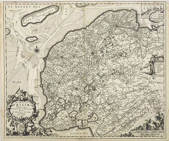 VISSCHER, N., Dominii Frisae Tabula, inter Flevumrt Lavicam, Auctore B. Schotano ŕ Sterringa. Ex Officina Nicolai Visscher., antique map, old maps
