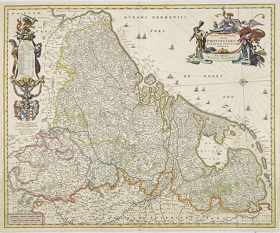 VISSCHER, N., Novissima et accuratissima XVII Provinciarum Germaniae Inferior Delineatio, Ex Officina Nicolai Visscher., antique map, old maps