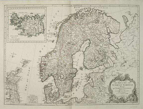 SANTINI, F. / REMONDINI, M., Les Royaumes de Suede et Norwege divisés par Provinces et Gouvernements Dressés et assujettis aux observations Astronomiques. Par le Sr. Janvier Géographe., antique map, old maps