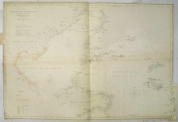DÉPÔT DES CARTES ET PLANS DE LA MARINE, Chine. Golfes de Pe-Tchi-Li et de Liau-Tung partie nord de la mer jaune. . ., antique map, old maps