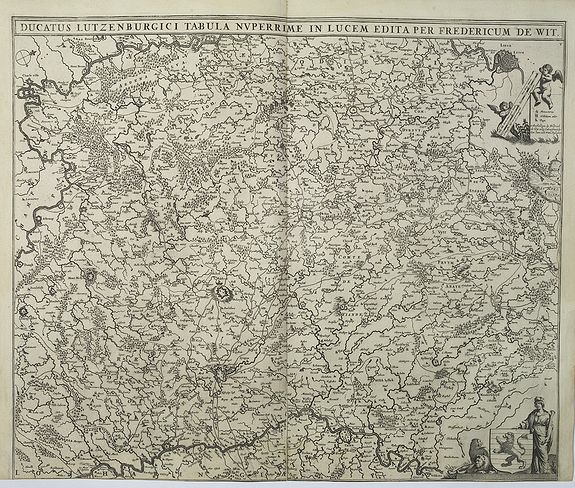 DE WIT, F., Ducatus Lutzenburgici Tabula Nuperrime In Lucem Edita Per Fredericum De Wit., antique map, old maps