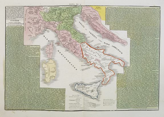 TASSO, G., L'Italia ripartita a diversi dominii, in forza delli trattati di pace ottenuti dall' impero francese, conquiso al 1815., antique map, old maps