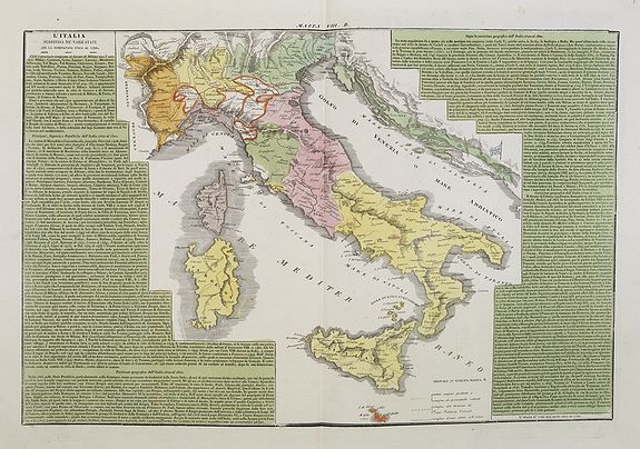 TASSO, G., L'Italia suddivisa ne'varii stati che la dominavano circa al 1700., antique map, old maps