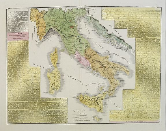 TASSO, G., L'Italia colle principali sue divisioni in principati ed in repubbliche dal medio evo verso il 1400., antique map, old maps