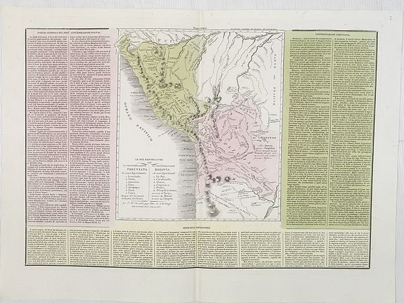 TASSO, G., Le due Repubbliche . . . la Confederazione Peruviana . . . Bolivia . . ., antique map, old maps